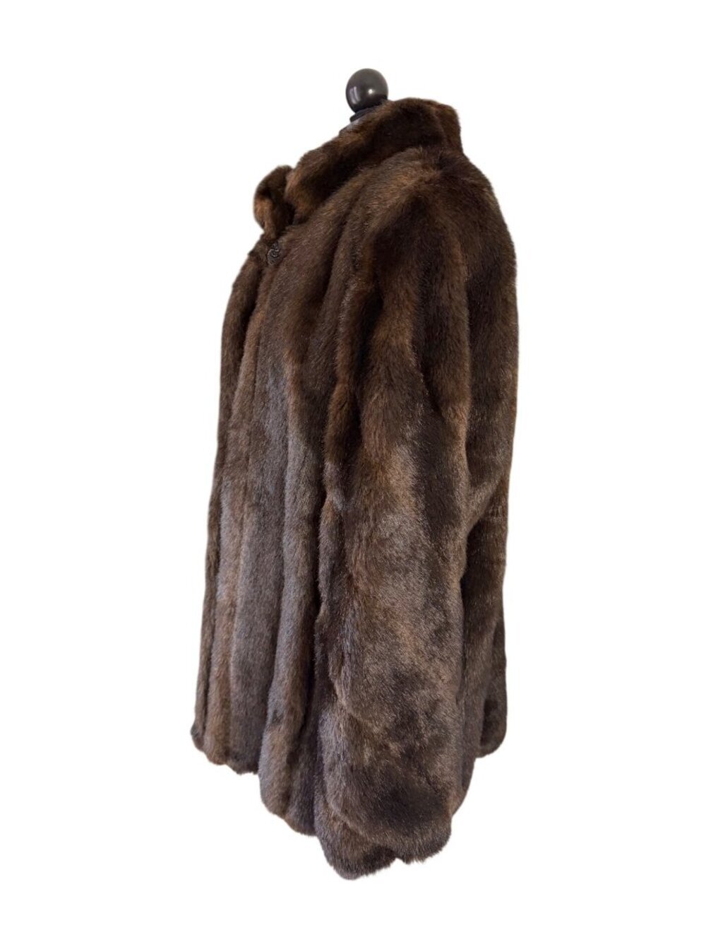 Fabulous Furs Womens Lined Faux Fur Mink Jacket Size M Brown Relaxed Pocket Glam - Picture 2 of 13